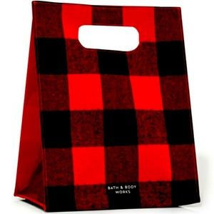 2/25 ❤️NEW Bath & Body Works ❤️RED BUFFALO PLAID Gift Bag TOTE Flannel Christ…